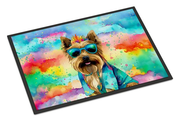 Cairn Terrier Hippie Dawg Doormat Front Door Mat Indoor Outdoor Rugs For Entryway, Non Slip Washable Low Pile, 24H X 36W_maomaolike.com