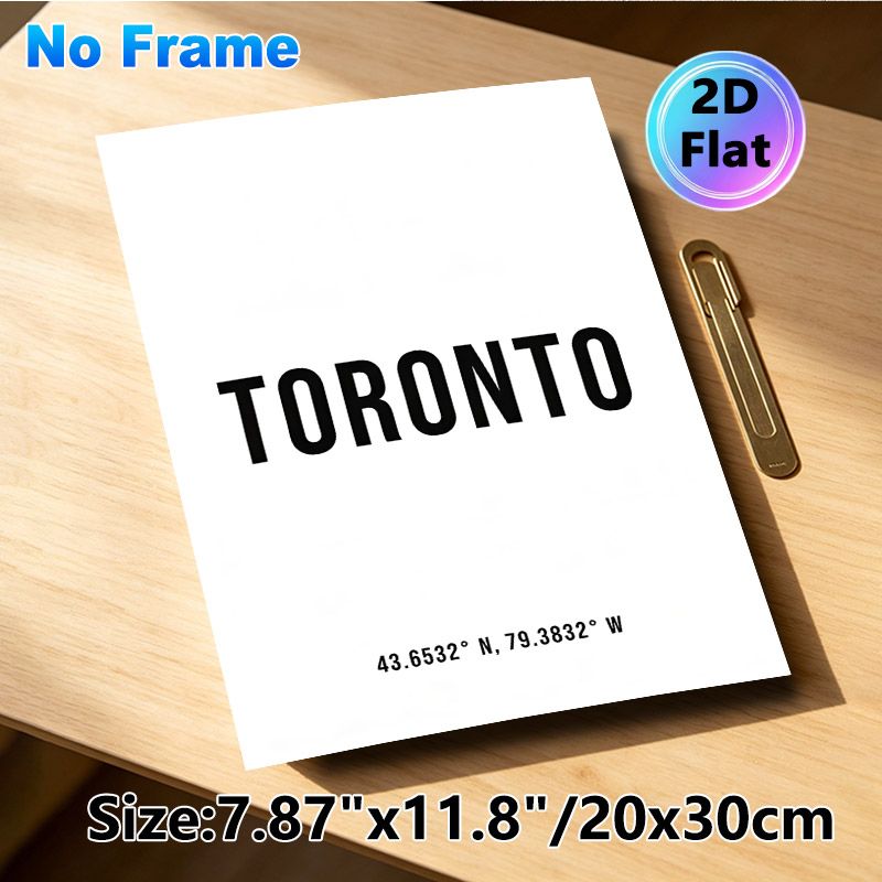 Toronto Coordinates Painting Poster, Minimalist Black-and-White Typography Poster, Stylish City-inspired Decor Suitable For Living Room, Bedroom And_maomaolike.com