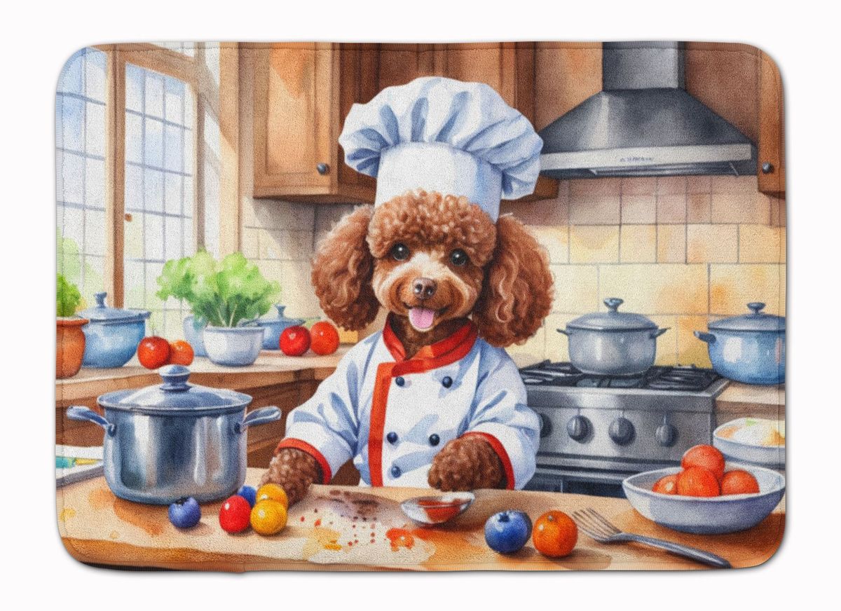 Chocolate Poodle The Chef Memory Foam Kitchen Mat Machine Washable Anti-Fatigue Mat Cushion Comfort Bath Mat Or Kitchen Rug_maomaolike.com