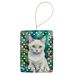 Foreign White Cat By The Christmas Tree Porcelain Ornament Christmas Tree Hanging Decorations For Home Christmas Holiday, Rectangle, Gift, Multicolor_maomaolike.com