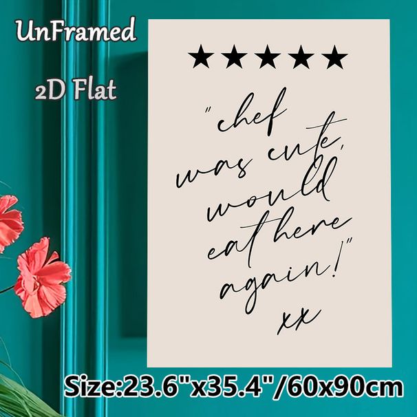 Chef Quote Painting Poster, Minimalist Handwritten-style Poster With Five-star Decor, Witty Dining-themed Wording, Ideal For Kitchen & Dining Room_maomaolike.com