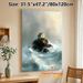 Seaside Cottage On Rock Painting Poster, Soft-toned Impressionist Stormy Sea Scene Poster, Calming Dramatic Coastal Artwork Ideal For Living Room_maomaolike.com
