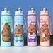 800ML Kids Sippy Capybara Cartoon With Straws Leakproof Bottle Outdoor Portable Children's Plastic Water Cup_maomaolike.com