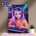 Anime Gamer Girl Painting Poster, Vibrant Neon-lit Anime Style Poster, Eye-catching Gaming-themed Decor Suitable For Gaming Room, Bedroom_maomaolike.com