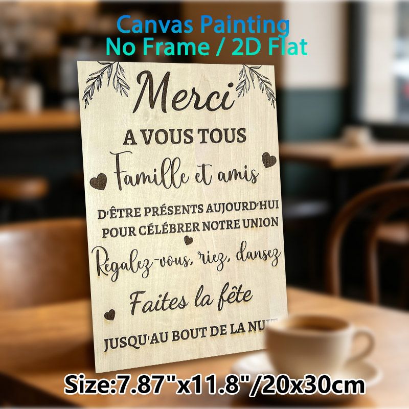 French Wedding Thank You Painting Poster, Warm Minimalist French Script With Heart & Leaf Accents Poster, Sincere Gratitude Message Ideal For Wedding_maomaolike.com
