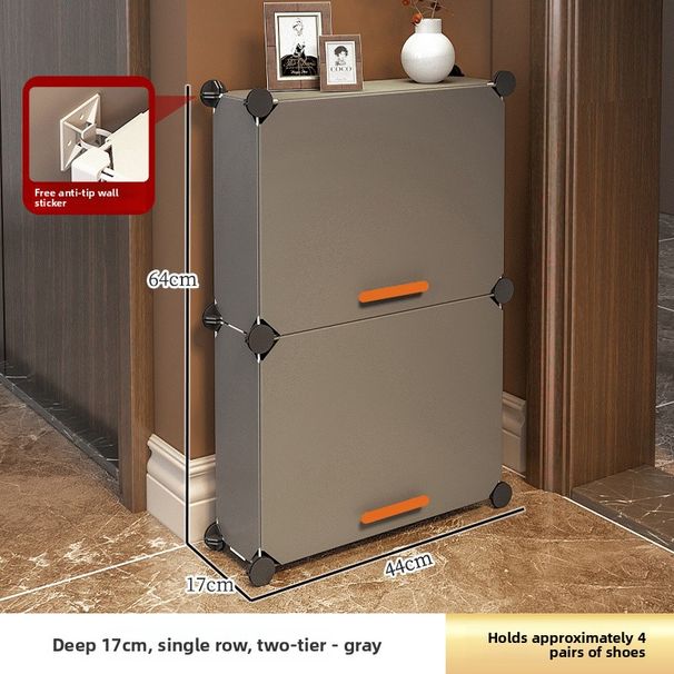 Ultra-Thin Cabinet For Home Entrance Storage, Space-Saving Entryway Wall Cabinet, Small Narrow Simple Shoe Rack_maomaolike.com