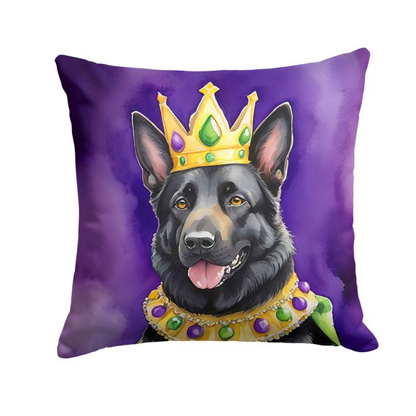 Black German Shepherd King Of Mardi Gras Throw Pillow Machine Washable, Indoor Outdoor Decorative Pillow For Couch, Bed Or Patio, 14Hx14W_maomaolike.com