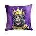 Black German Shepherd King Of Mardi Gras Throw Pillow Machine Washable, Indoor Outdoor Decorative Pillow For Couch, Bed Or Patio, 14Hx14W_maomaolike.com
