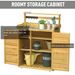Wooden Potting Bench 3-Tier Storage Cabinet Work Station Table Lockable Organizer With Magnetic Latch Hooks Foot Pads 34.25L Yellow_maomaolike.com