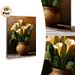 Calla Lily & Cactus Still Life Painting Poster, Realistic Oil-style Still Life Poster, Warm-toned Artwork With Elegant Blooms And Cacti, Ideal For_maomaolike.com