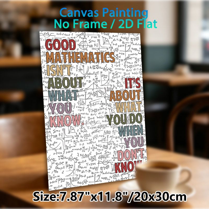 Mathematics Quote Painting Poster, Vibrant Typography With Various Math Equations Poster, Inspirational Math Saying Ideal For Study Room, Classroom_maomaolike.com