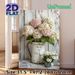 Vintage Floral Hydrangea & Daisy Painting Poster, Soft-hued Rustic Still Life Poster, Delivers Warm Tranquil Ambiance For Living Room, Bedroom, Dining_maomaolike.com