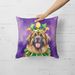 Leonberger King Of Mardi Gras Throw Pillow Machine Washable, Indoor Outdoor Decorative Pillow For Couch, Bed Or Patio, 18Hx18W_maomaolike.com