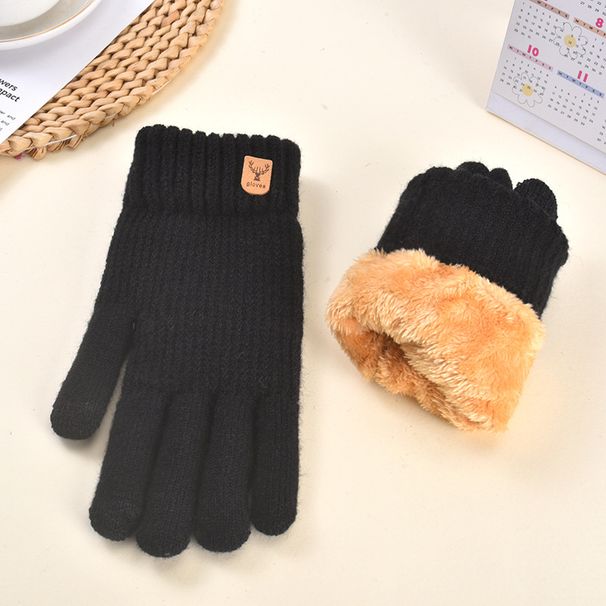 Sports Gloves Skiing Cycling Motorcycle Hiking Touch Screen Gloves Men's Double-layer Touch Screen Gloves With Fleece And Wool Knitted Gloves_maomaolike.com