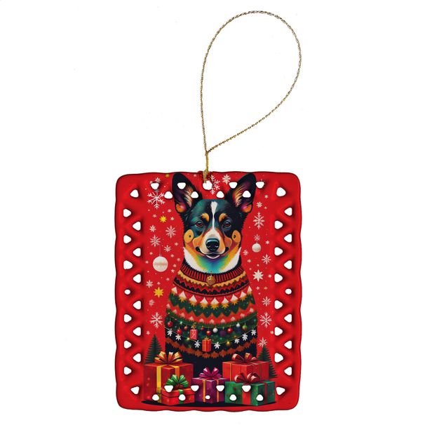 Lancashire Heeler Holiday Christmas Porcelain Ornament Christmas Tree Hanging Decorations For Home Christmas Holiday, Rectangle, Gift, Multicolor_maomaolike.com
