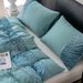 Home Garden Three Piece Set Solid Color Brushed Velvet Splicing High End Light Luxury Quilt Set_maomaolike.com