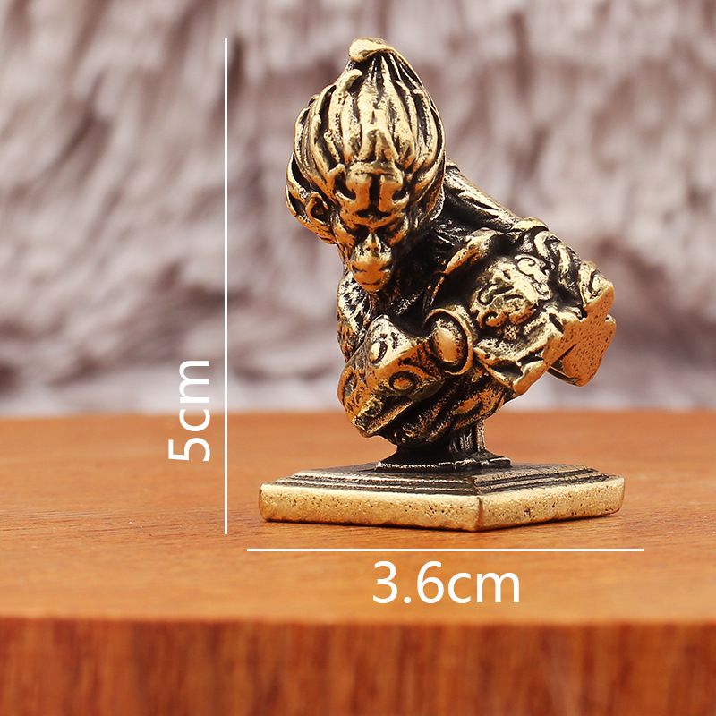 Monkey King Sun Living Room Office Tabletop Tea Pet Ornament Black Mythology Wukong Golden Cudgel Copper Craft_maomaolike.com