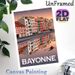 Bayonne Riverside Cityscape Painting Poster, Vintage Pastel-hued Town With Water Reflection Poster, Tranquil Urban Scenery Ideal For Living Room_maomaolike.com