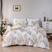 Plant Floral & Golden Leaf Pattern Duvet Cover Set - Nordic Style, Active Printing, Soft Fleece & Twill Fabric_maomaolike.com