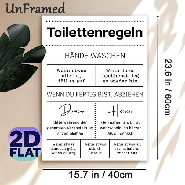 Toilet Rules Painting Poster, Minimalist Black & White Typographic Poster, Clear Restroom Etiquette Guidelines, Suitable For Home, Office And Public_maomaolike.com