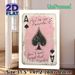 Ace Of Spades Themed Painting Poster, Vintage Distressed Pink Ace Of Spades With Heartfelt Quote Poster, Warm Sentimental Wall Decor Ideal For_maomaolike.com