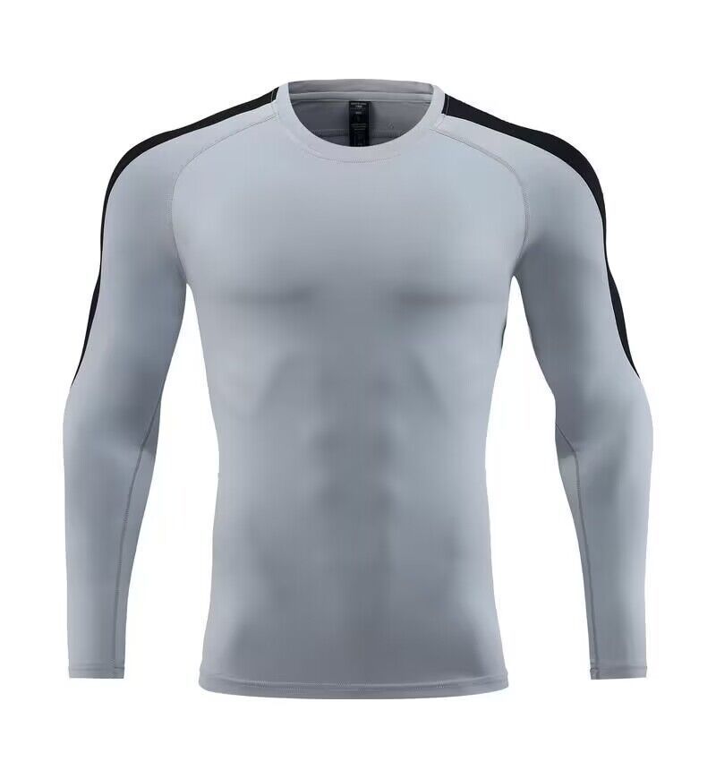Men's Clothing Tights Long-Sleeved T-Shirt High Elastic Quick-Drying Breathable Sports Running Training Fitness Clothes Round Neck_maomaolike.com