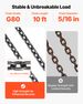 Chain Sling, 5-16 In X 10 Ft Lifting Chains With 2 Leg Grab Hooks, Heavy Duty G80 Alloy Steel Lifting Sling, 7000LBS Capacity, Adjustable Engine Chain Hoist Lifts For Cargo Security Towing_maomaolike.com