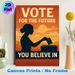 Vote For The Future Civic Painting Poster, Warm-toned Sunset Silhouette Of Woman Voting Poster, Inspirational Civic-focused Design, Ideal For Home_maomaolike.com