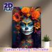 Day Of The Dead Themed Painting Poster, Vibrant Colorful Sugar Skull Portrait Poster, Eye-catching Cultural Artwork Ideal For Home Wall Decor, Festive_maomaolike.com