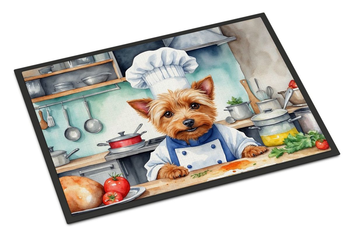 Australian Terrier The Chef Doormat Front Door Mat Indoor Outdoor Rugs For Entryway, Non Slip Washable Low Pile, 24H X 36W_maomaolike.com