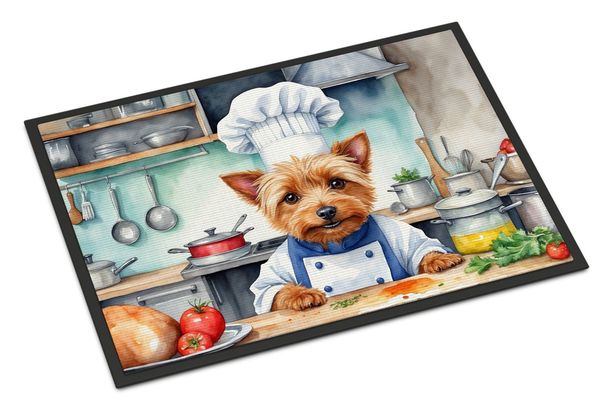 Australian Terrier The Chef Doormat Front Door Mat Indoor Outdoor Rugs For Entryway, Non Slip Washable Low Pile, 24H X 36W_maomaolike.com