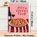 Pizza Lovers Club Themed Painting Poster, Warm-toned Cartoon-style Poster With Pepperoni Pizza, Wine Bottle & Glass, Cozy Food-inspired Decor Ideal_maomaolike.com
