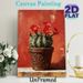 Blooming Cactus Painting Poster, Vibrant Textured Oil Painting Style Poster, Potted Cactus With Bright Red Blooms, Brings Warm Rustic Charm To Living_maomaolike.com