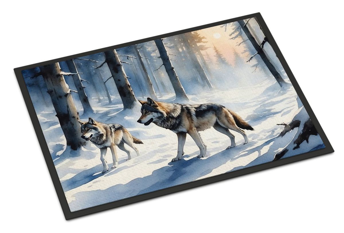 Winter Wolves Doormat Front Door Mat Indoor Outdoor Rugs For Entryway, Non Slip Washable Low Pile, 24H X 36W_maomaolike.com