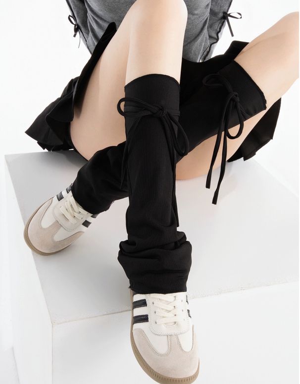 Leg hosiery y2k grey strap socks for women spring Fall mid-tube jk calf socks trumpet knit hosiery_maomaolike.com