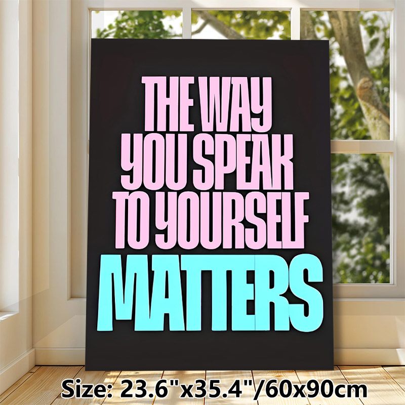 Inspirational Quote Painting Poster, Vibrant Color-block Typographic Poster, Motivational Self-talk Reminder, Ideal For Bedroom, Living Room And_maomaolike.com