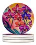 Colorful Orchids Large Sandstone Coasters Pack Of 4 Absorbent Round Coasters Decor Gifts For Men Or Women, 4 In, Multicolor_maomaolike.com