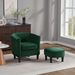 Velvet Accent Chair With Ottoman, Modern Barrel Chair Armchair For Living Room, Green_maomaolike.com