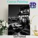Japanese Izakaya Night View Painting Poster, Monochrome Cozy Rooftop Izakaya With City Skyline Poster, Warm Atmospheric Design For Home And Restaurant_maomaolike.com