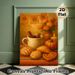 Autumn Still Life Painting Poster, Warm-toned Oil Painting Style Poster, Cozy Fall Scene With Mug, Pastries, Pumpkin And Marigolds, Inviting Decor For_maomaolike.com