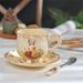 Tea Cups And Saucers Set Of 2, Vintage Floral Porcelain Tea Cups With Golden Holder- 8 Oz_maomaolike.com