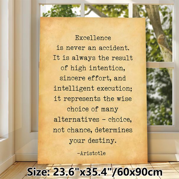 Excellence Themed Quote Painting Poster, Vintage Distressed Text Art Poster, Inspirational Motivational Decor For Office, Study Space_maomaolike.com