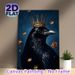 Crown Raven Painting Poster, Mysterious Realistic Dark Art Poster, Glossy Black Raven With Ornate Golden Crown, Dried Roses & Leaves, Elegant Gothic_maomaolike.com