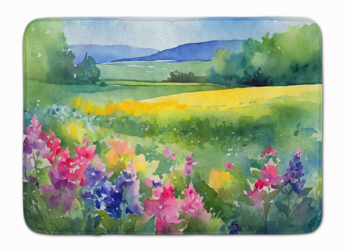 Massachusetts Mayflowers In Watercolor Memory Foam Kitchen Mat Machine Washable Anti-Fatigue Mat Cushion Comfort Bath Mat Or Kitchen Rug_maomaolike.com