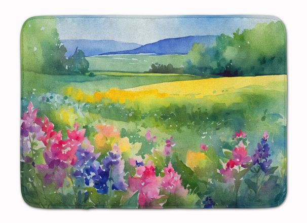 Massachusetts Mayflowers In Watercolor Memory Foam Kitchen Mat Machine Washable Anti-Fatigue Mat Cushion Comfort Bath Mat Or Kitchen Rug_maomaolike.com