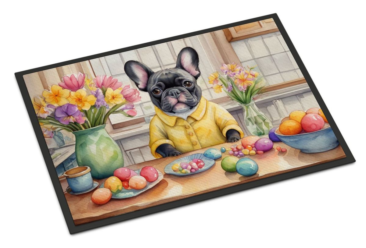 Decorating Easter French Bulldog Doormat Front Door Mat Indoor Outdoor Rugs For Entryway, Non Slip Washable Low Pile, 24H X 36W_maomaolike.com