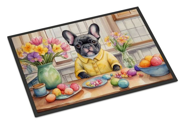 Decorating Easter French Bulldog Doormat Front Door Mat Indoor Outdoor Rugs For Entryway, Non Slip Washable Low Pile, 24H X 36W_maomaolike.com