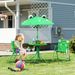 Folding Kids Table And Chair Set, Picnic Table With Frog Pattern Removable & Height Adjustable Sun Umbrella For Garden, Backyard, Green_maomaolike.com