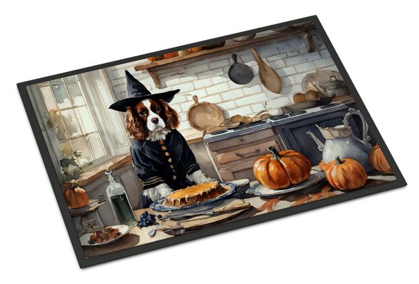 Cavalier Spaniel Fall Kitchen Pumpkins Doormat Front Door Mat Indoor Outdoor Rugs For Entryway, Non Slip Washable Low Pile, 24H X 36W_maomaolike.com