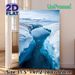 Glacial River Canyon Painting Poster, Serene Cool-toned Icy Canyon With Tranquil Blue Water Poster, Calming Natural Scenery Ideal For Living Room_maomaolike.com